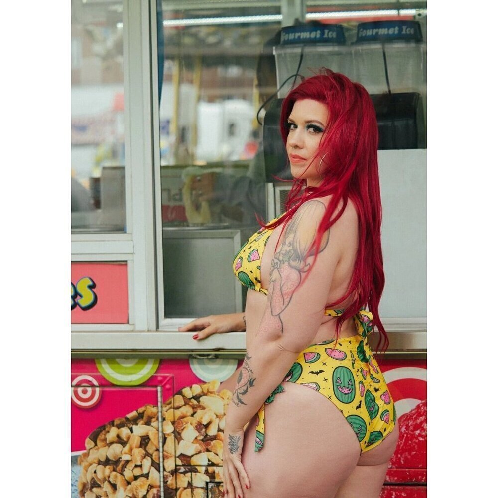 Sourpuss 2XL Watermelon Pumpkin String Bikini Alternative Womens Swimwear Swim - Picture 2 of 3
